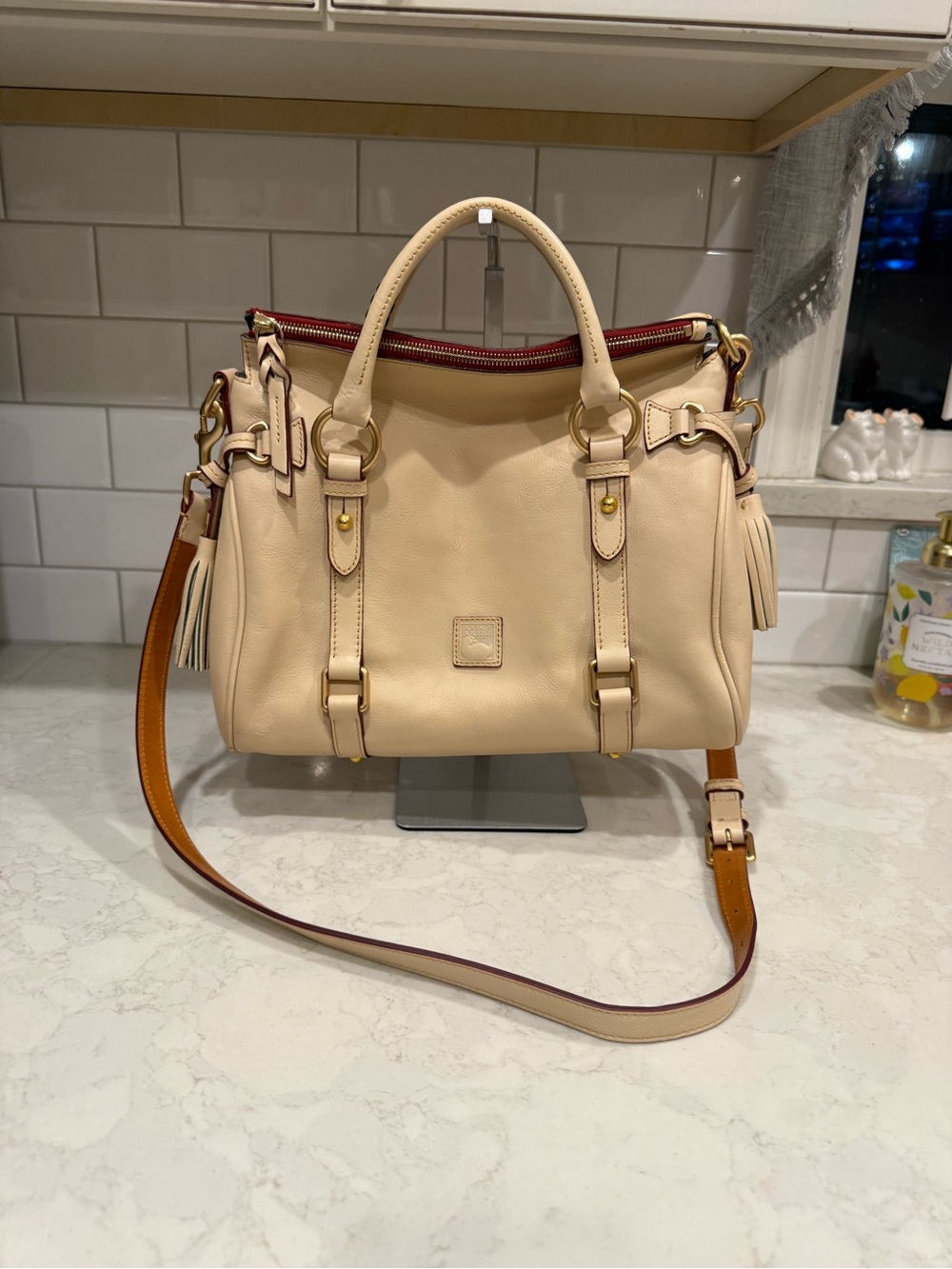 Dooney & Bourke Florentine Leather Satchel in color Bone